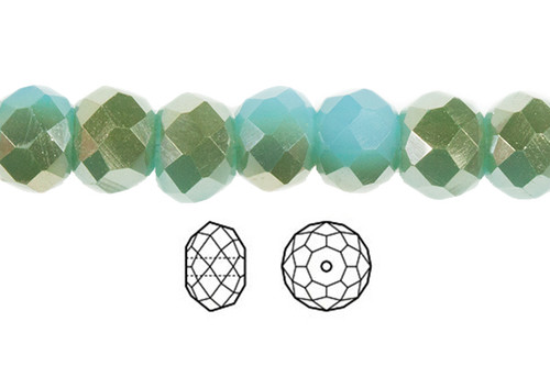 4x3mm Silver & Green Glass Faceted Rondelle 150 beads (About 18") [uc1c8]