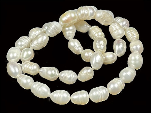 6-7mm White Rice Freshwater Pearl 14-15" A Grade Lustre [p6w]