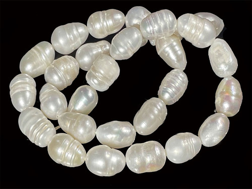 9-10mm White Rice Freshwater Pearl 14-15" A Grade Lustre [p9w]