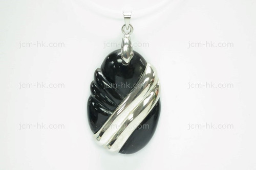 25X38mm Buffalo Horn Carved Designer Bead Pendant With 925 Silver Setting [z1544]