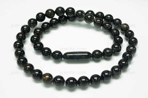 8mm Bufflao Horn Round Beads Necklace 18" [z1850]