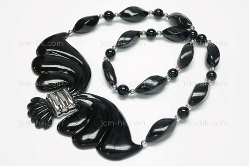 62X80mm Buffalo Horn Necklace 18" With 925 Silver Setting [z1908]
