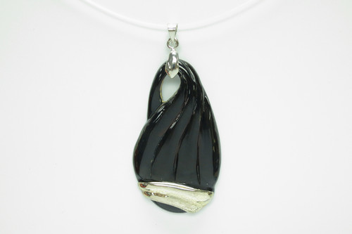 28X50mm Buffalo Horn Designer Bead Pendant With 925 Silver Setting [z1738]