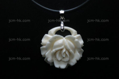 25mm Buffalo Bone Rose Flower Designer Bead Pendant [z1421]