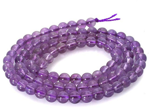 6mm Amethyst Crystal Round Beads 15.5" natural [6r6]