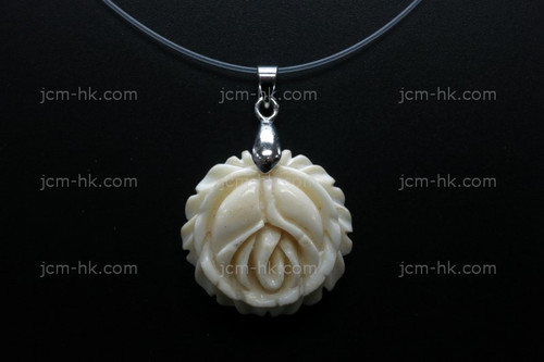 25mm Buffalo Bone Rose Flower Designer Bead Pendant [z1222]