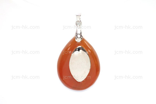 25X35mm Amber Horn Designer Bead Pendant With 925 Silver Setting [z1575]