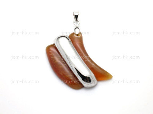 36X30mm Amber Horn Designer Bead Pendant With 925 Silver Setting [z1745]