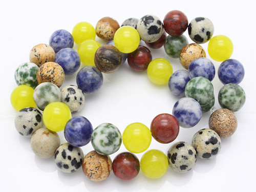 6mm Mix Stone Round Beads 15.5" dyed [6x1]