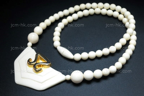 48X32mm Buffalo Bone Necklace 18" With Brass Setting [z1867]