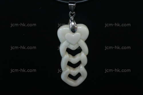 18X45mm Buffalo Bone Heart Designer Bead Pendant [z1353]