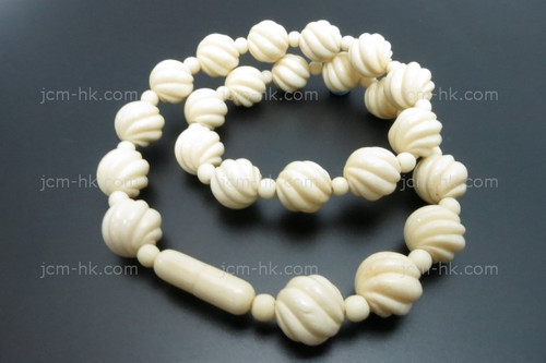 10mm Buffalo Bone Rope Beads Necklace 18" [z1875]