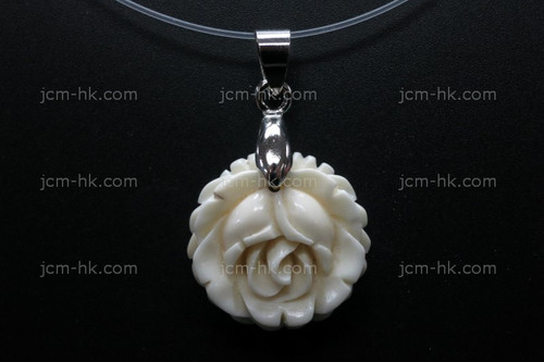 20mm Buffalo Bone Rose Designer Bead Pendant [z1790]