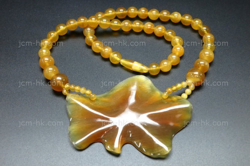 78X55mm Amber Horn Necklace 18" [z1841]