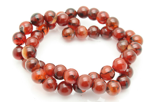 6mm Red Fire Agate Round Beads 15.5" heated [6f17r]