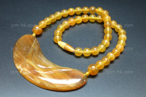 84x30mm Amber Horn Beads Necklace 18" [z5282]