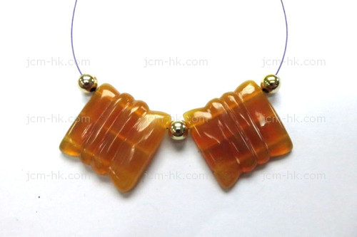 25X60mm Amber Horn 3-Lines Spacer Designer Bead Fully Drill 2pcs. [z1853]