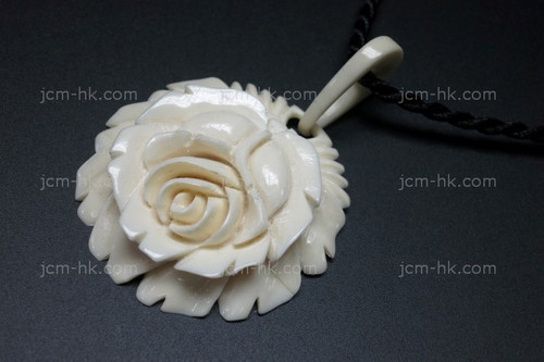 45mm Buffalo Bone Rose Flower Designer Bead Pendant With Bone Bail [z1224]