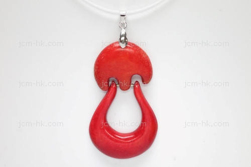 32x55mm Buffalo Bone Dangling Designer Bead Pendant, Natural Dyed [z1028]