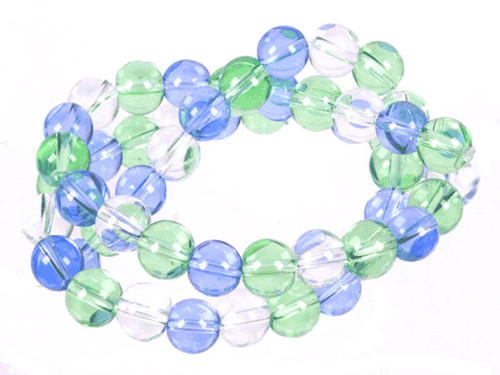 6mm Crystal & Green & Blue Quartz Round Beads 15.5" synthetic [6x24]