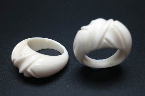 12mm Buffalo Bone Carved Dome Ring [z1819]