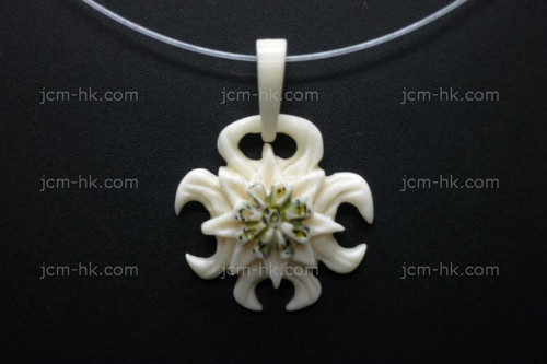 25X25mm Buffalo Bone Flower Designer Bead Pendant [z1379]