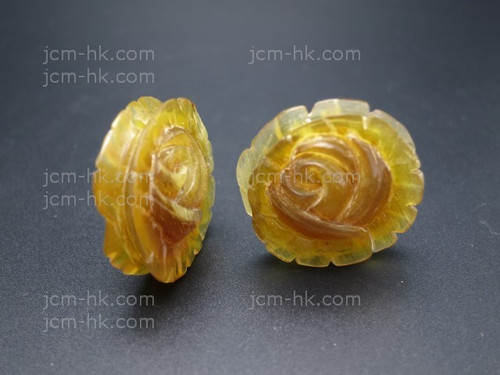 25mm Amber Horn Rose Beads Full Drilled 1pc [z1706]