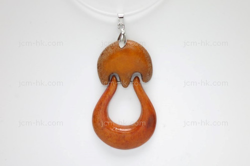 32x55mm Buffalo Bone Dangling Designer Bead Pendant, Natural Dyed [z1035]