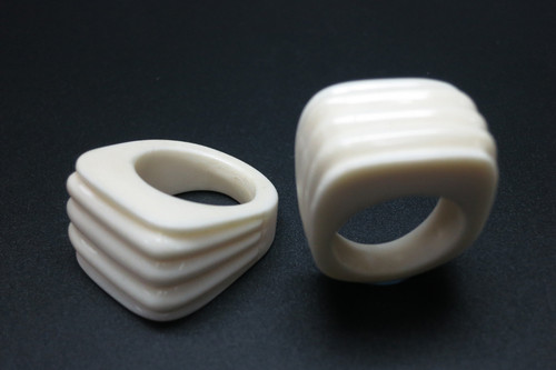 16mm Buffalo Bone Carved Dome Ring (ring size #6.5 17mm) [z1826]