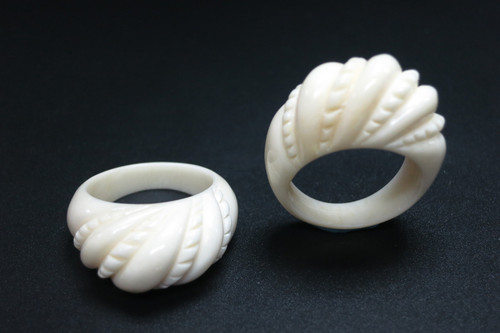 12mm Buffalo Bone Rope Dome Ring (ring size #6.5 17mm) [z1828]