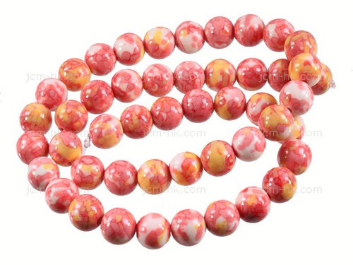 6mm Pink Fossil Agate Round Beads 15.5" dyed [6g1f]