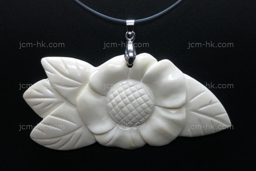 80X35mm Buffalo Bone Rose Flower Designer Bead Pendant [z1248]