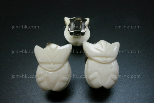 14X20mm Buffalo Bone Eskimo Surgical Clip Earring [z1195]