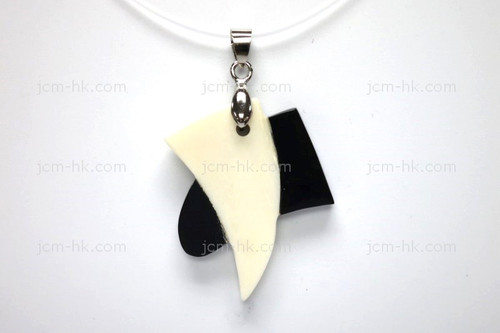 28X35mm Buffalo Horn & Buffalo Bone Designer Bead Pendant [z1660]