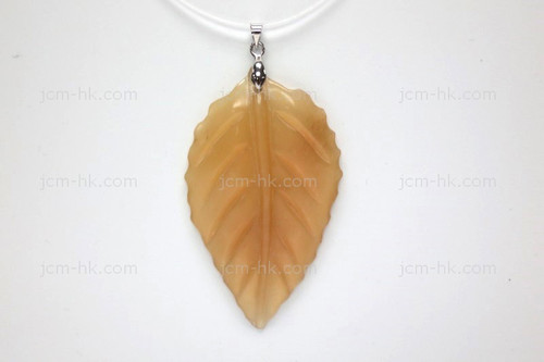 38X70mm Amber Horn Leaf Designer Bead Pendant [z1712]