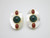 18x26mm Mother of Pearl, Malachite Earring With 14k 585 Gold Setting [e3267]