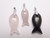 32mm Rose Quartz & 28mm Black Onyx Fish Pendant 3pcs. [e1386]