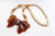 75X42mm Buffalo Bone & Amber Horn Bow Tie Necklace 18" [z1781]