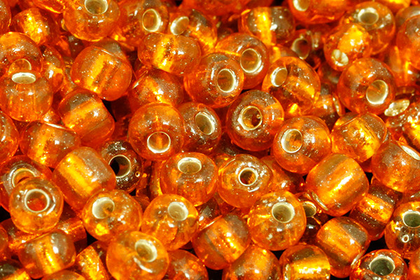 Seed bead 4mm 6/o 160pcs, Silver Lined Orange [g29b-4]