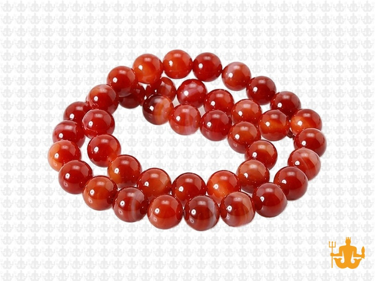 8mm Red Banded Agate Round Beads 15.5" heated [8f20]
