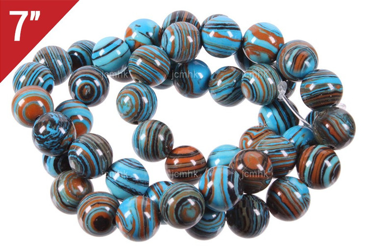 12mm Turquoise Lace Malachite Round Loose Beads About 7" synthetic [i12r49t]