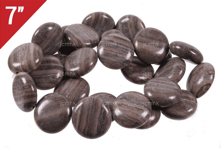 12mm Zebra Agate Puff Coin Loose Beads 7" [is4d43-12]