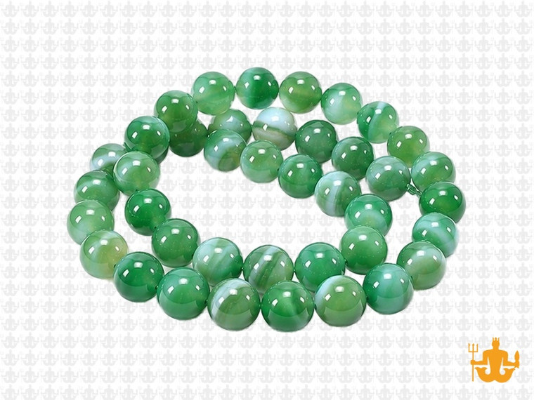 8mm Green Banded Agate Round Beads 15.5" dyed [8f23]