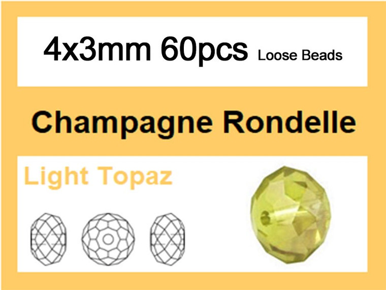 4x3mm Champagne Crystal Faceted Rondelle Loose Beads 60pcs. [iuc1a9]