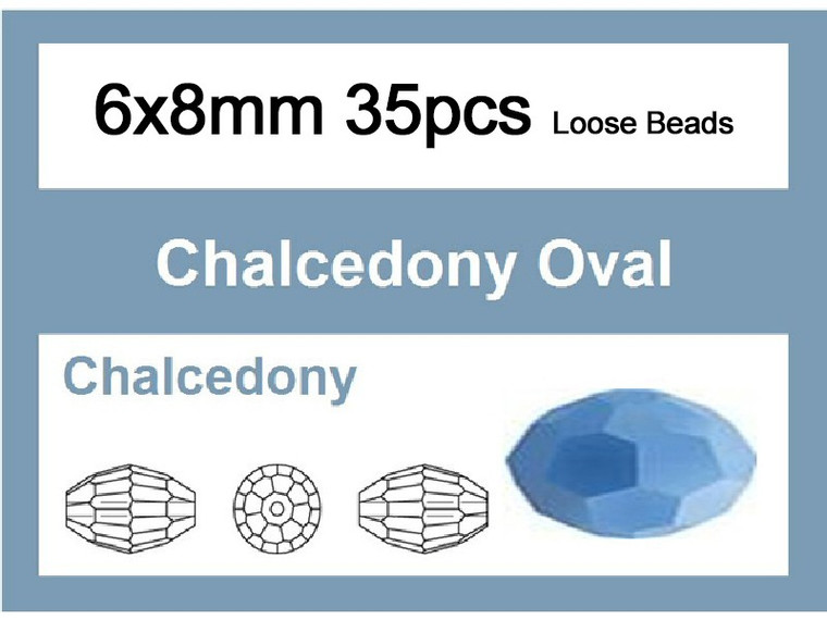 6x8mm Blue Opal Crystal Faceted Rice Loose Beads 20pcs. [iuc12b4]