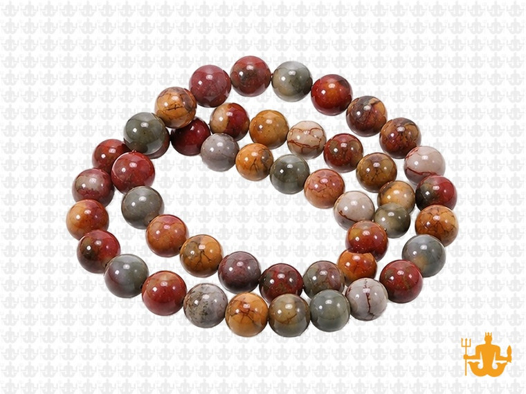 8mm Red Creek Jasper round beads 15.5" natural [8r38a]