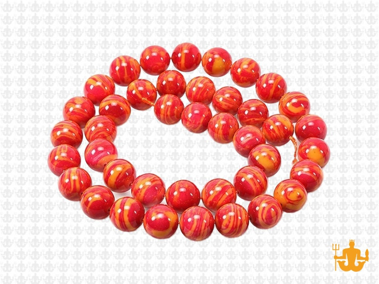 8mm Orange Lace Malachite Round Beads 15.5" synthetic [8r49h]