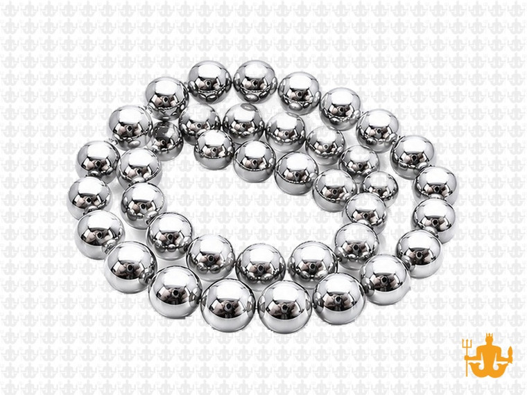 8mm Hematite Silver Round Beads 15.5" coated [8a21s]