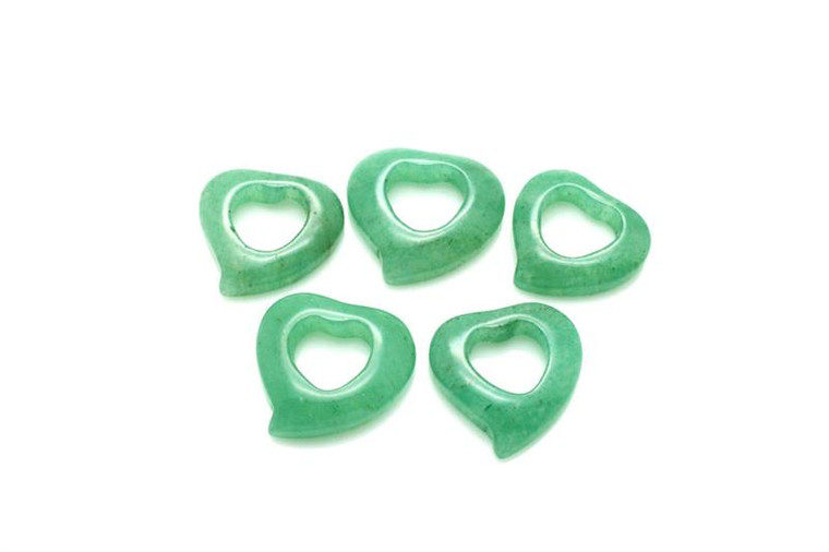 20mm Aventurine Heart in Heart Donut Beads 2pcs [y918a]