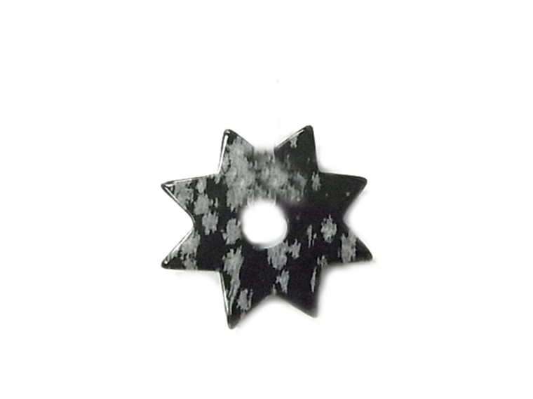 32M Snowflake Obsidian Star Donut Beads 1pc. [y932d]